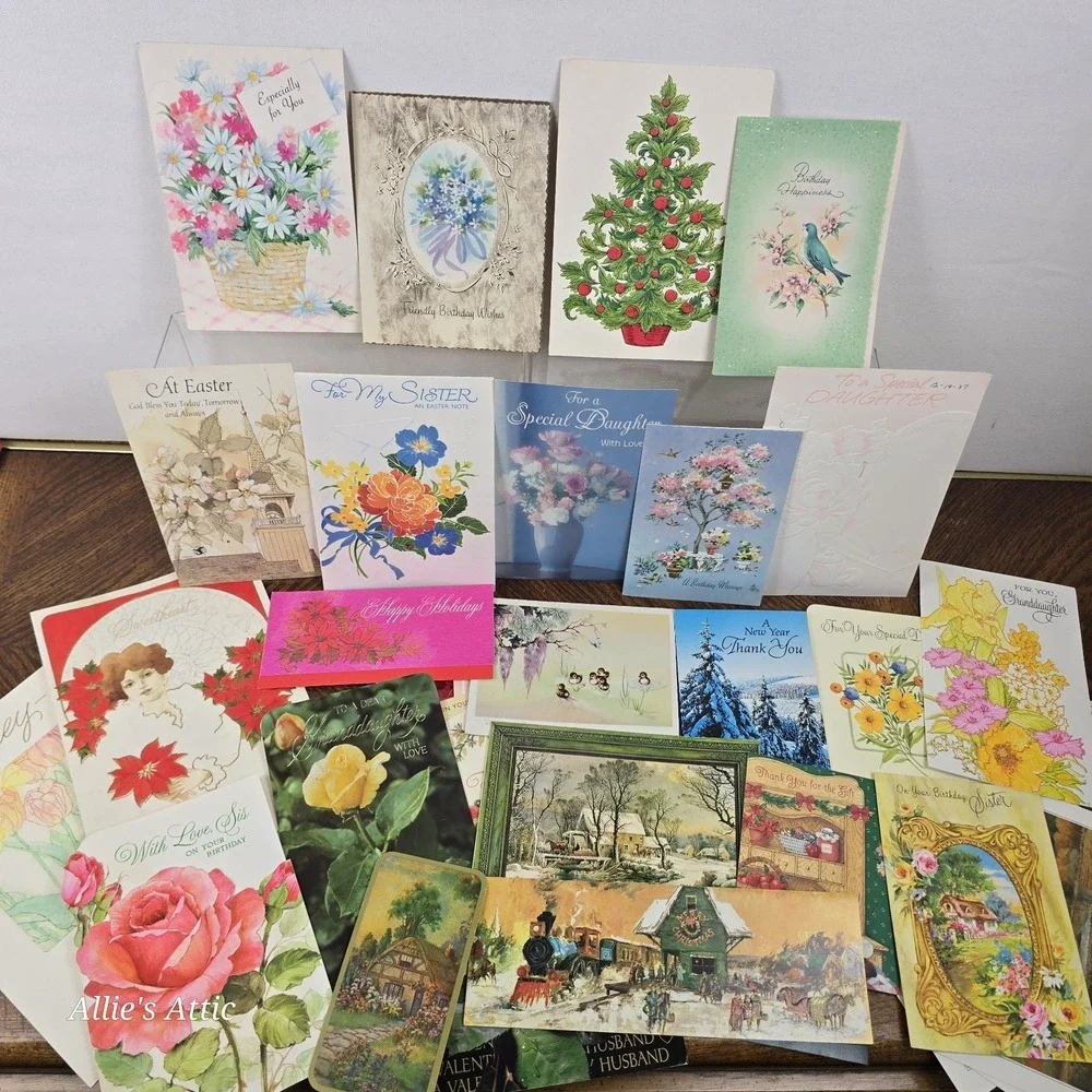110+ Vintage Greeting Cards‎ Floral Flowers Nature 70s Ephemera Crafts Used Lot